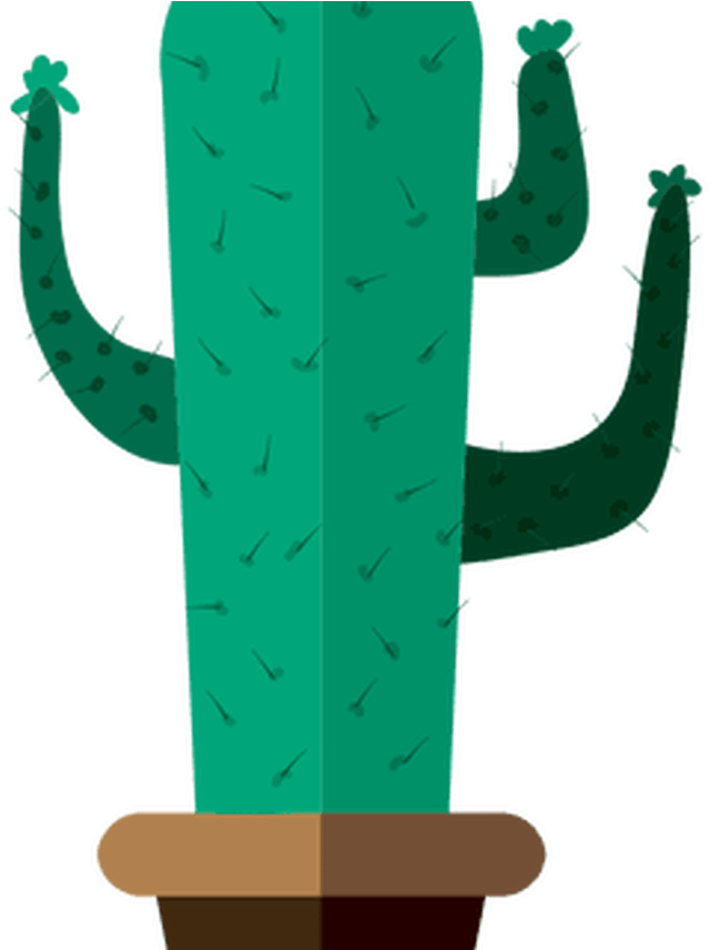 Funny Flat Cactus Pot Drawing Transparent Png & Svg - Cactus Drawings Png (1368x855), Png Download
