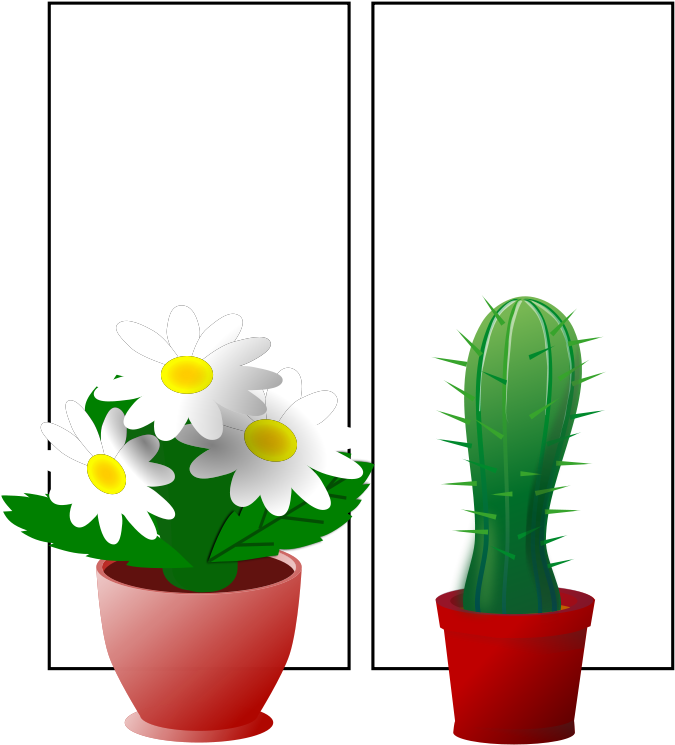 Plants 001 Free Window With Plants - Plant On A Windowsill Cartoon (758x800), Png Download