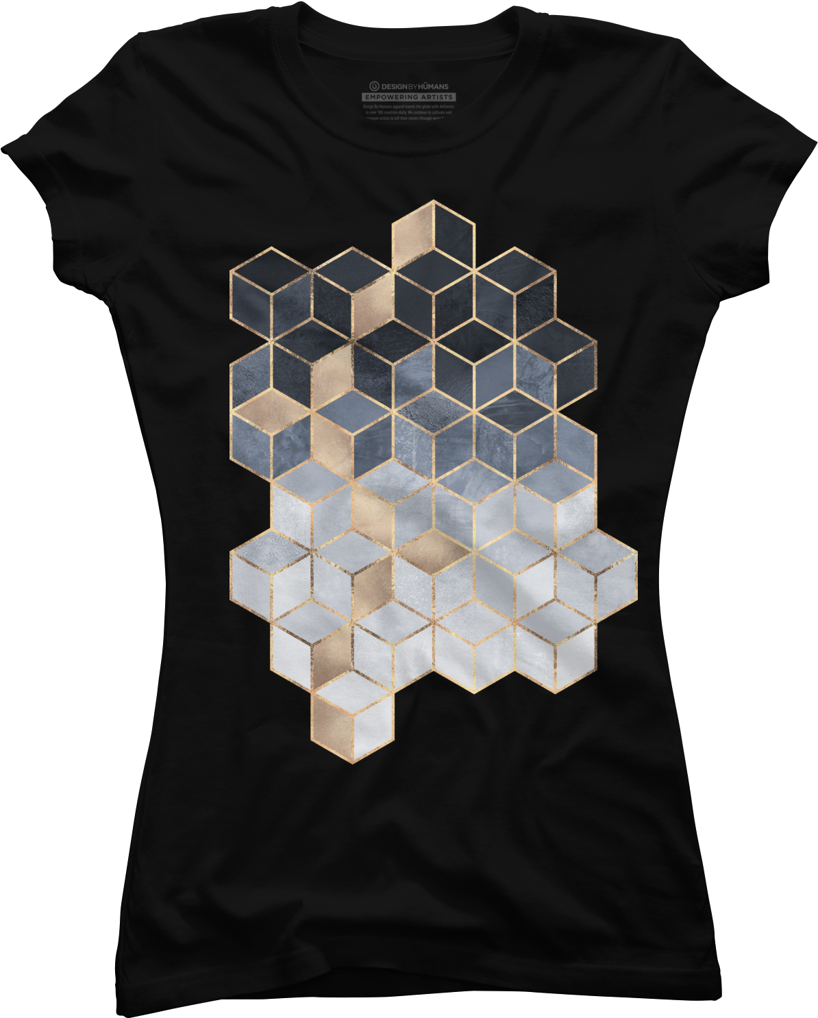 Soft Blue Gradient Cubes Juniors T Shirt - Top (1500x1800), Png Download