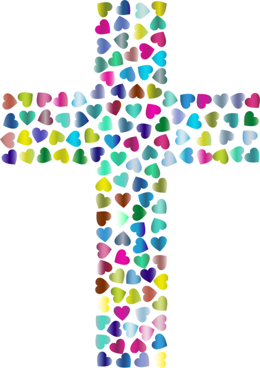 Christian Clip Art Christian Cross Christianity Crucifix - Hearts And Cross (529x750), Png Download