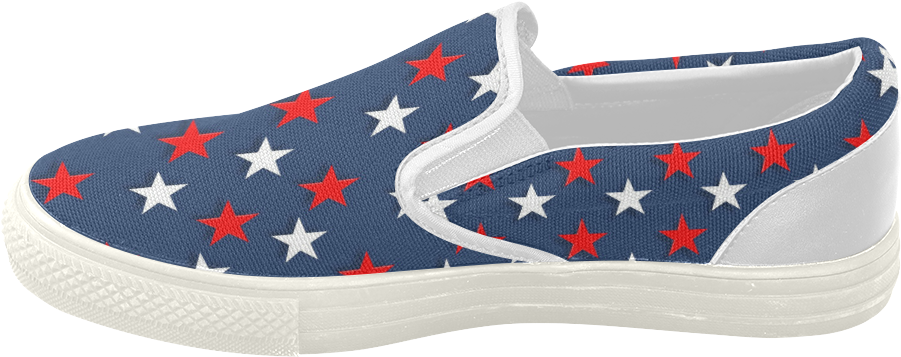 Navy Red White Stars Women's Slip-on Canvas Shoes - Slip-on Shoe (1000x1000), Png Download