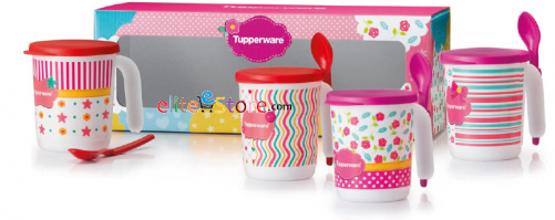 Mug 4in1 Gift Set 350ml X4 [blushing Pink Warmhome] - Blushing Pink Tupperware Malaysia (500x638), Png Download