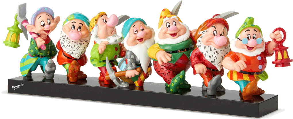 Disney's Seven Dwarfs On Log Figurine - Britto Disney Seven Dwarfs (1024x1024), Png Download
