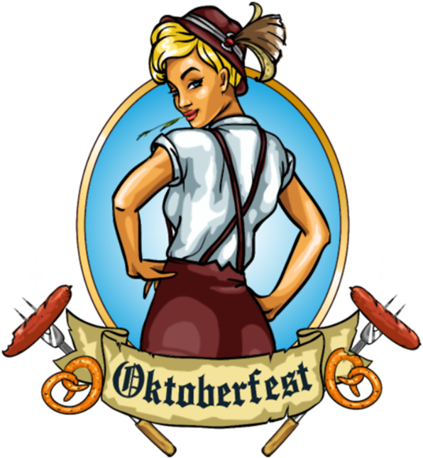 Oktoberfest Oval Label By Bottleyourbrand Emblem - Cartoon Octoberfest Girls (790x691), Png Download