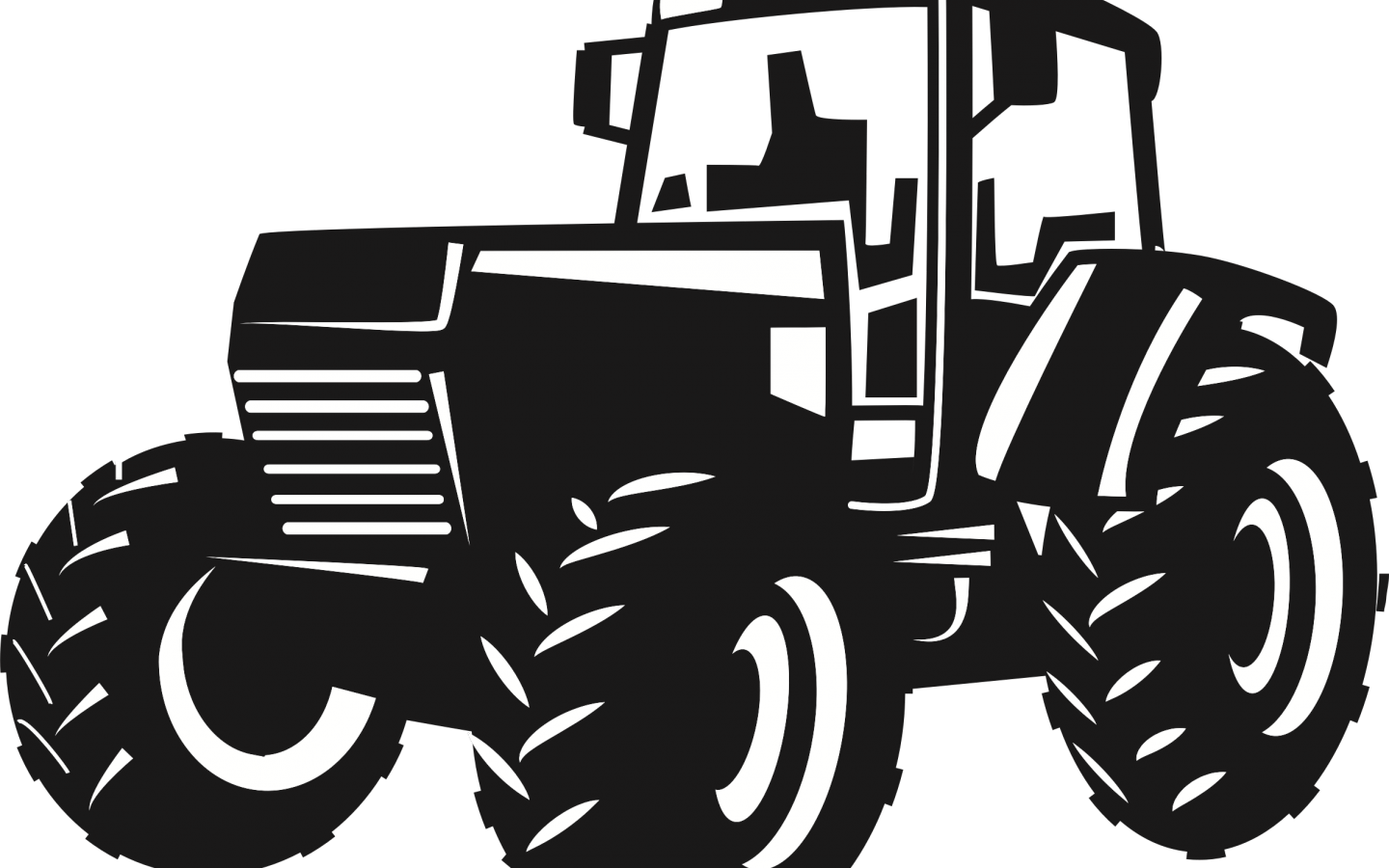 Tractor Png Black And White (1440x900), Png Download