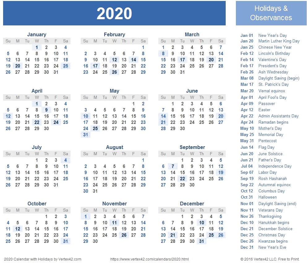 2020 Calendar Transparent Background - Free Printable 2020 Calendar With Holidays (1032x868), Png Download
