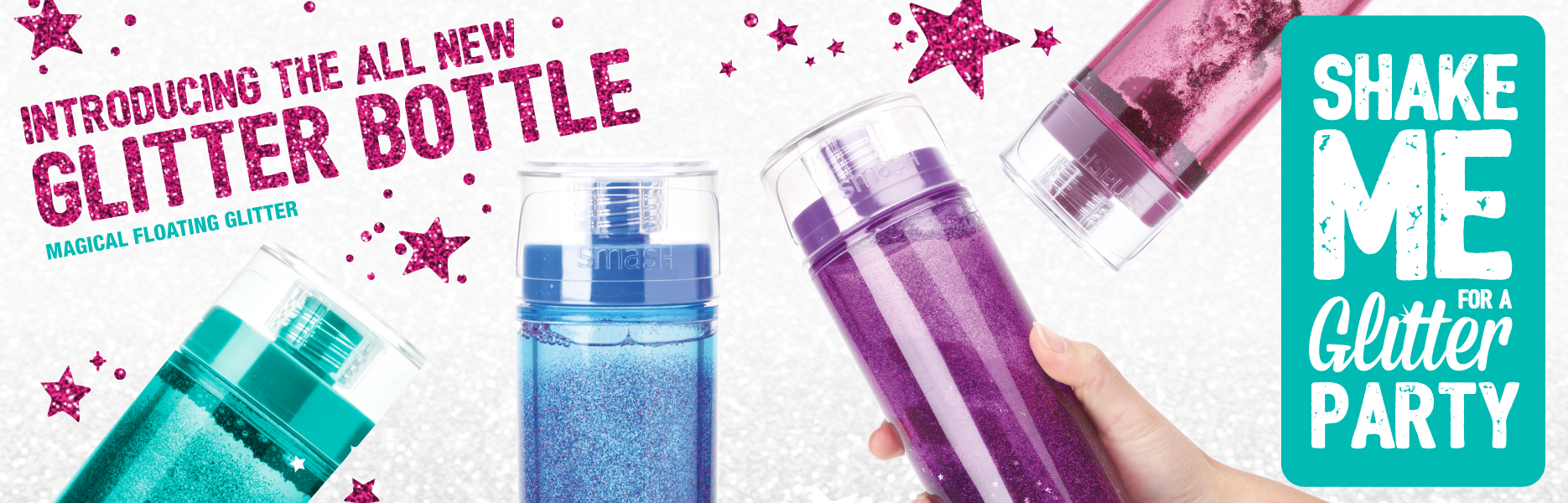 Glitter Bottle - Smash Glitter Water Bottle (1870x600), Png Download