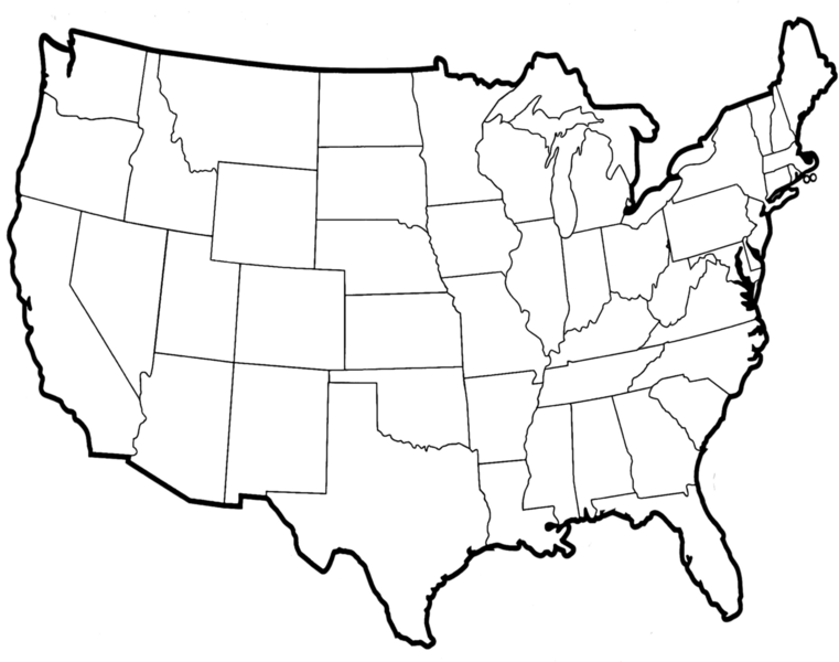 Us Map Outline - Mapa De Estados Unidos Mudo (761x600), Png Download