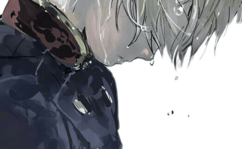 Anime Animeboy Whitehair Lookingdown Sweat Tears - Anime Boy White Hair (800x491), Png Download