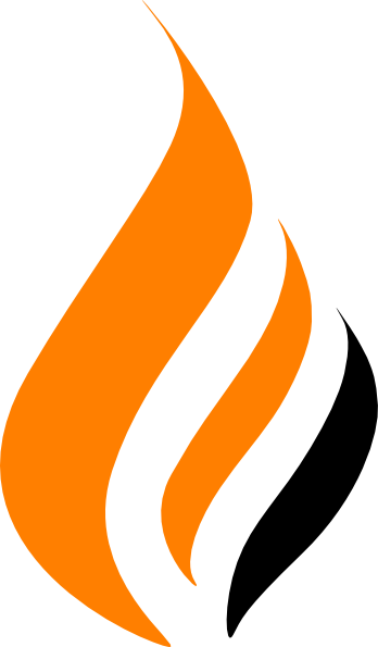 Orange Black Flame Clip Art At Clker - Black And Orange Flame (348x595), Png Download