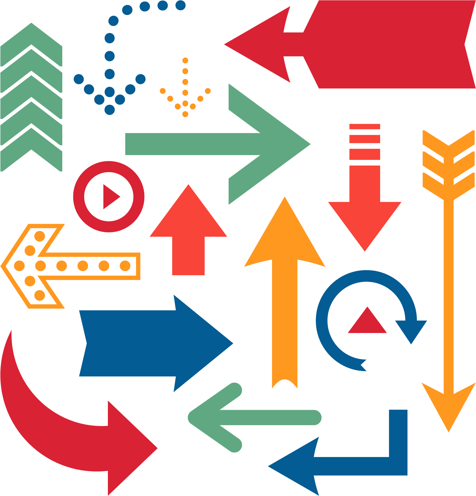 Vector Color 16 Arrows Set 2529*2463 Transprent Png - Vector ลูก ศร (2529x2463), Png Download