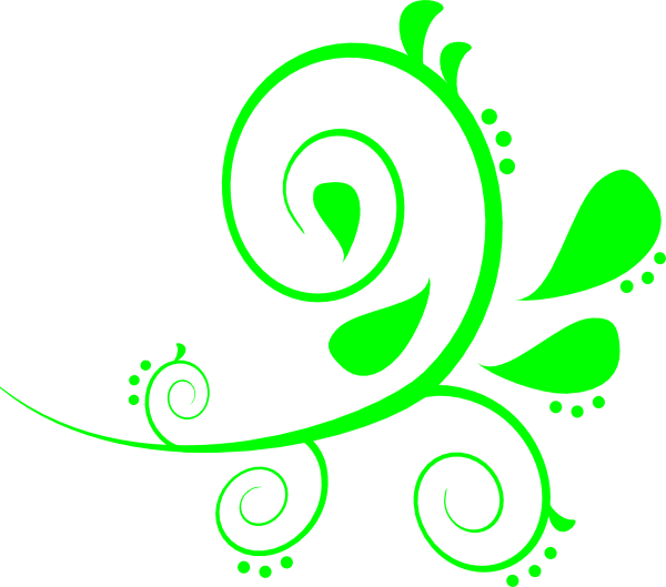 Apple Green Paisely Swirl Clip Art At Clker - Curved Line Design Clipart (600x529), Png Download