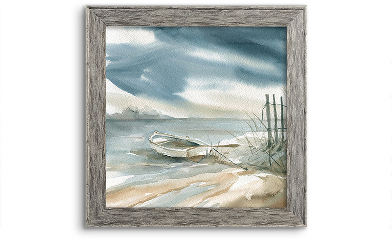 Coastal Watercolor ~ Rowboat - Subtle Mist Iii Poster Print By Carol Robinson (800x800), Png Download