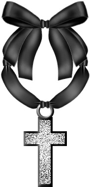 Cruz Con Moño Negro (400x450), Png Download