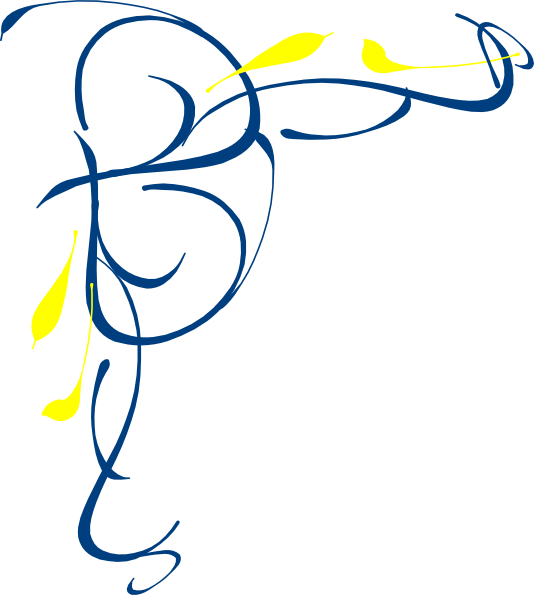 Floral Swirl Upper Left Blue And Yellow Clip Art - Blue And Yellow Floral Png (534x595), Png Download