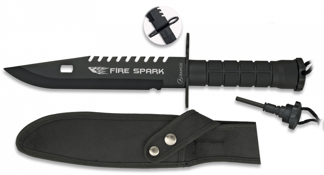 Knife Albainox Fire Spark - Cuchillos De Supervivencia (1140x615), Png Download