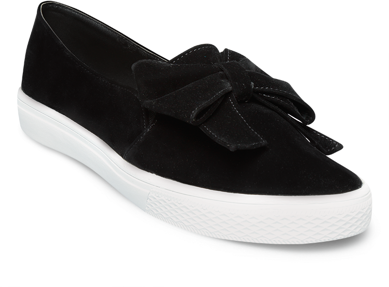 13-251 Tenis Casual Negro De Terciopelo Con Moño - Ballerines Souples (800x800), Png Download
