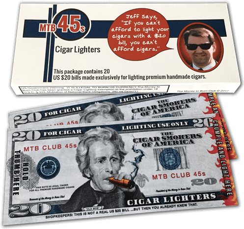 Money To Burn Club, Mtb 45s, $20 Novelty Cigar Lighters - Cigars (500x500), Png Download