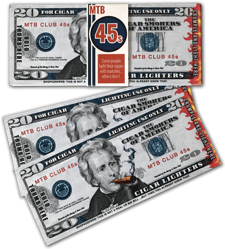 Money To Burn Club Mtb 45s $20 Novelty Cigar Lighters - 20 Dollar Bill (500x500), Png Download