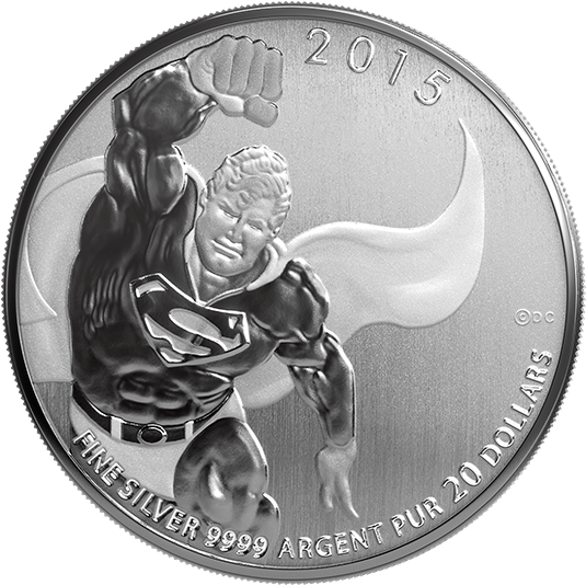 Fine Silver Coin - Canadian Silver Superman Coin (570x570), Png Download