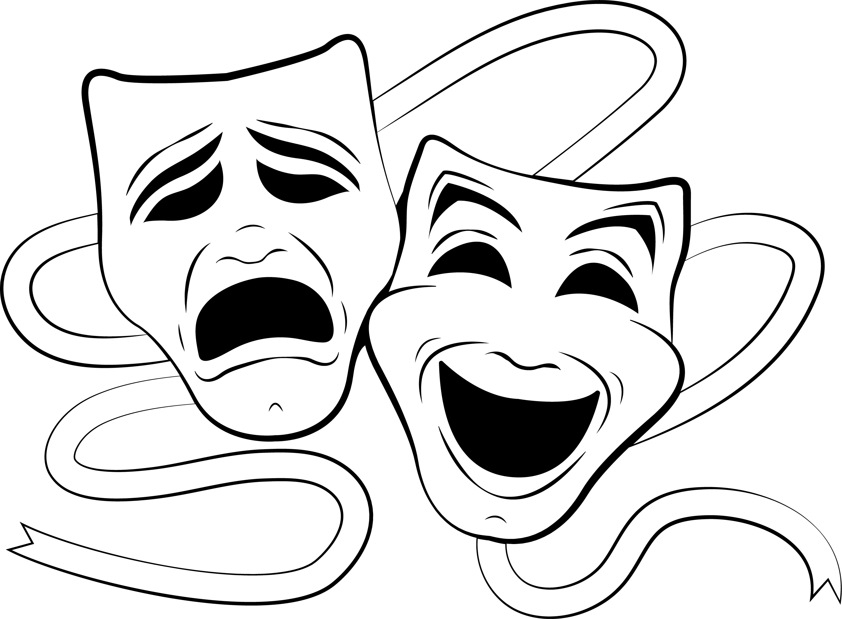 Black And White Theatre Mask (2749x2023), Png Download