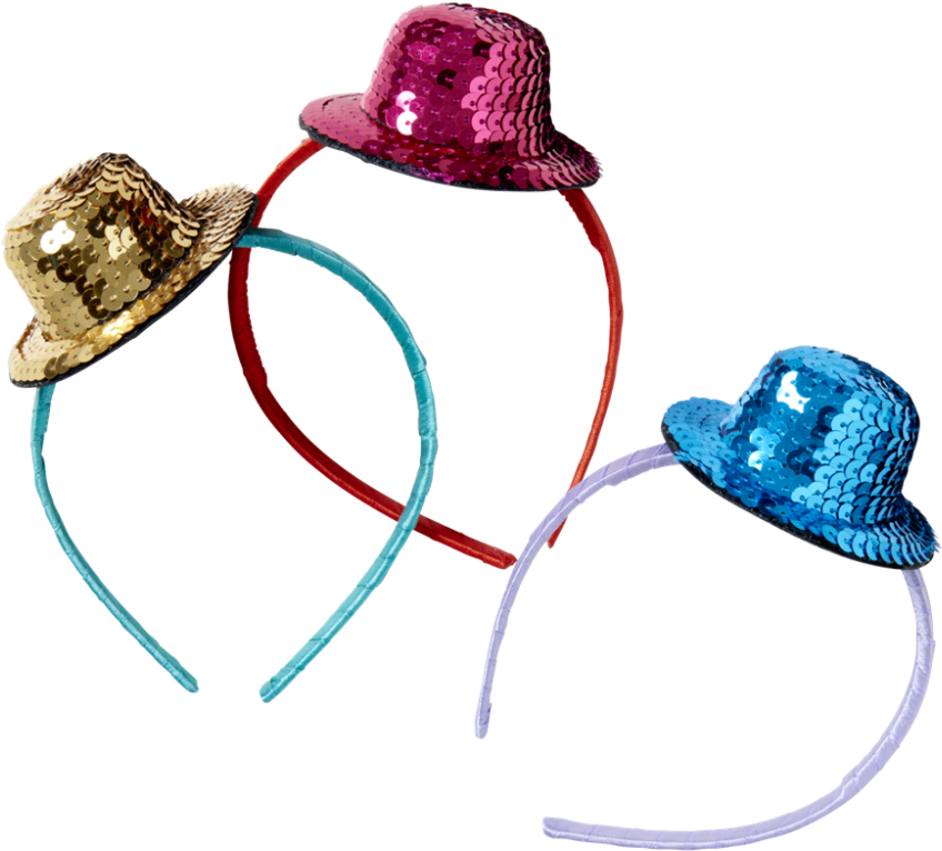 Hairband With Sequined Top Hat In Blue, Gold, Or Red - Hat (1000x1000), Png Download