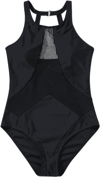 Padded Fishnet One Piece Swimwear - Swimsuit (539x761), Png Download