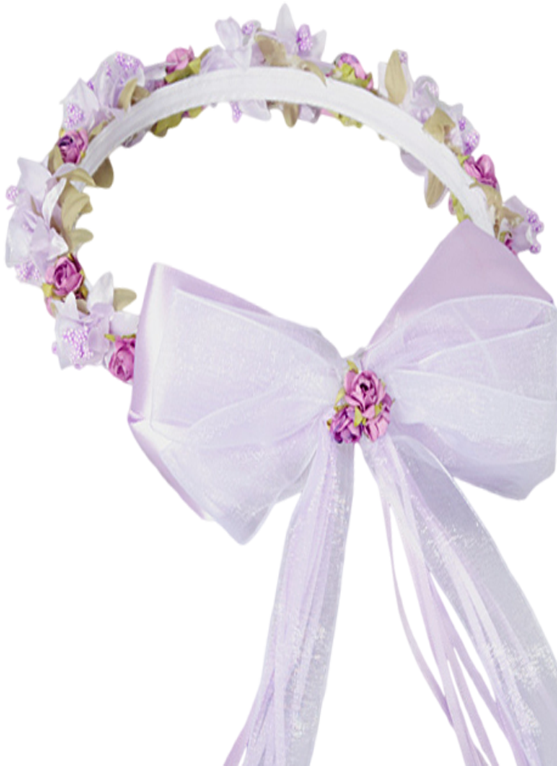 A Beautiful Lilac Or Lilac & White Floral Crown Wreath, - Ribbon (800x1100), Png Download