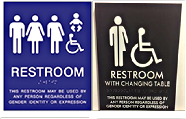 The Gender-neutral Signs Above And Those That Follow - All Gender Restroom Sign (745x419), Png Download