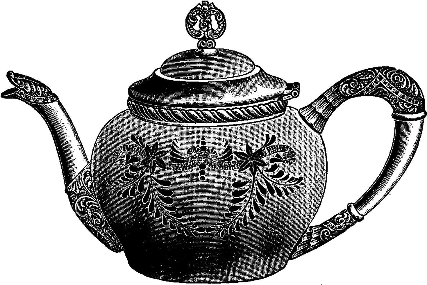 Digital Stamp Design Stock Images Vintage Silver - Teapot (1600x1120), Png Download