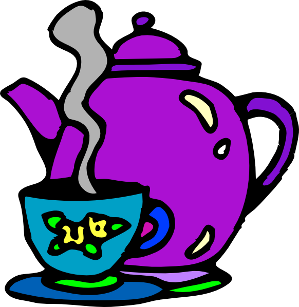 Free Vector Tea Kettle And Cup Clip Art - Tea Cup Clip Art (582x598), Png Download