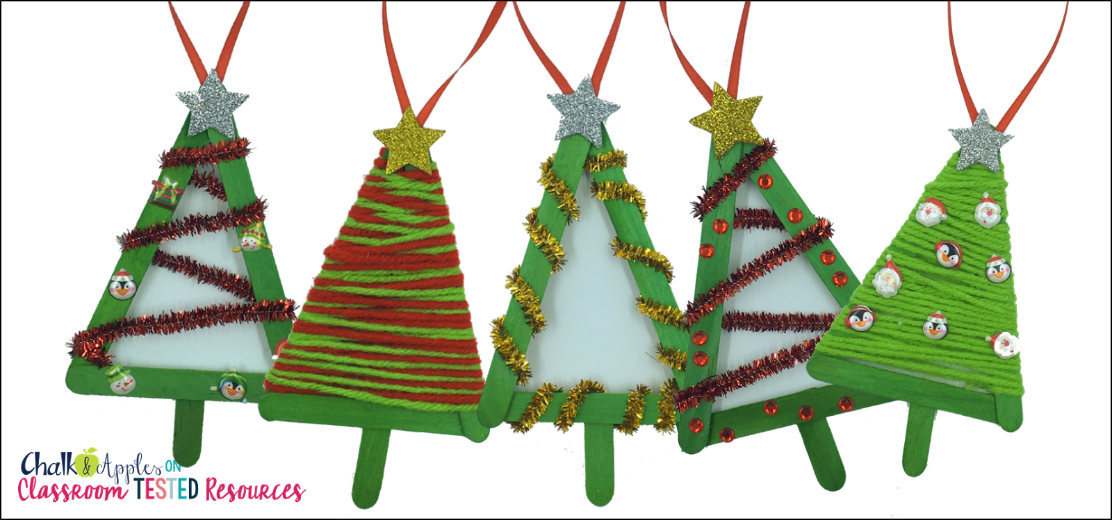 Let - Lolly Stick Christmas Tree Decorations (1600x749), Png Download