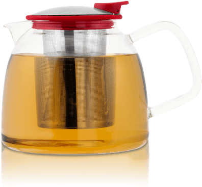 Red - Accessoires Bell Glass Teapot With Basket Infuser - (450x372), Png Download