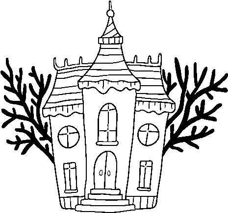 Download Haunted Halloween Mansion Coloring Page - Halloween Para Dibujar  Casa Embrujada PNG Image with No Background 