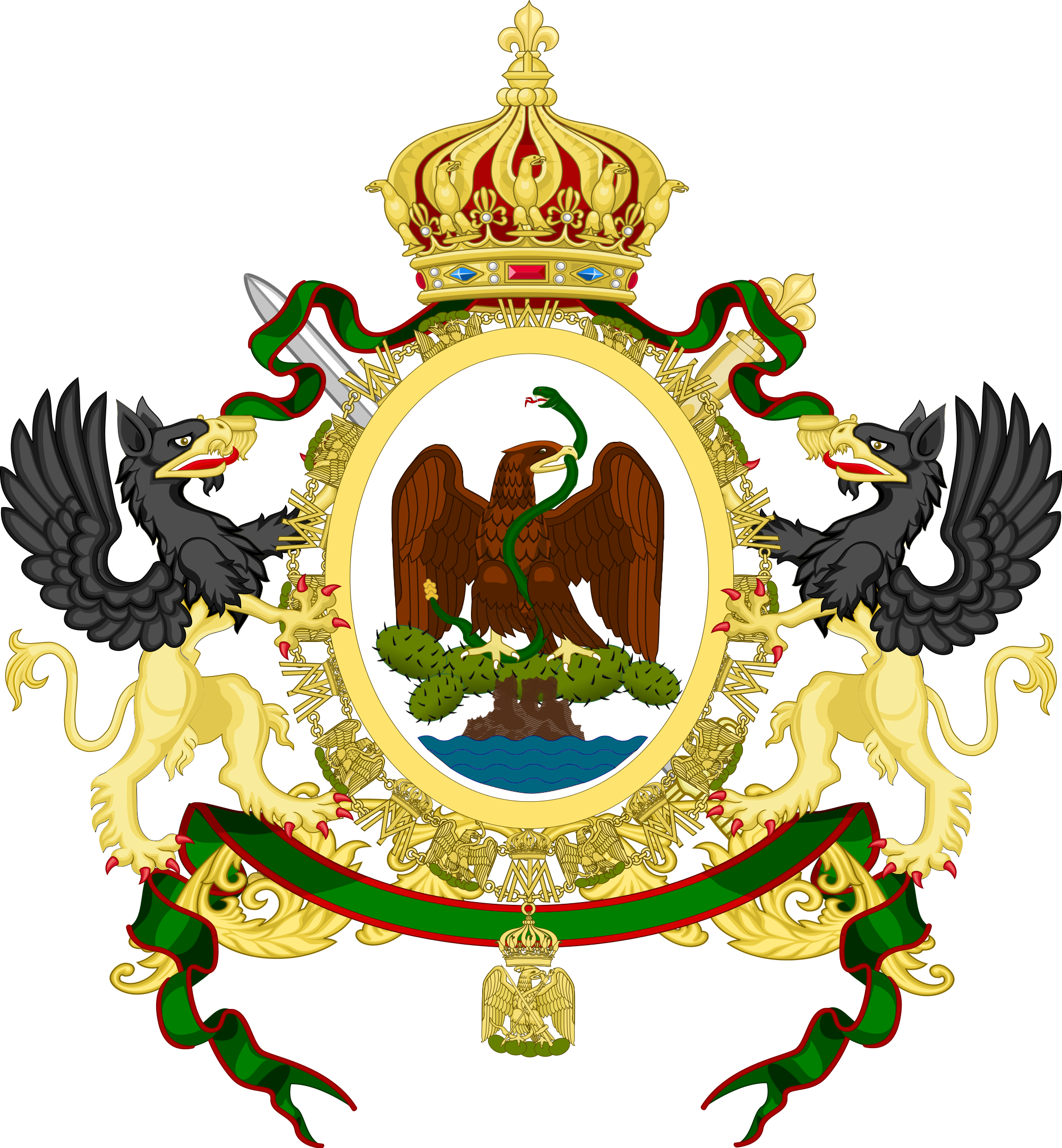 Open - Mexican Empire Coat Of Arms (2000x2162), Png Download
