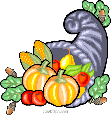 Cornucopia Of Fall Harvest Royalty Free Vector Clip - Horn Full Of Food (463x480), Png Download