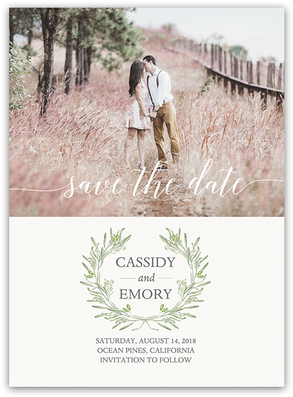 Greenery On Save The Date (900x900), Png Download