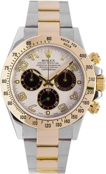 Rolex Daytona Two Tone 116523, 40mm Panda Face - Rolex Daytona Two Tone White Dial (600x600), Png Download