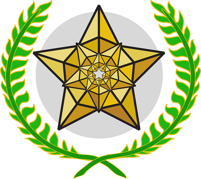 Award, Gold, Trophy, Laurel Wreath, Laurels, Star - Peace And Love Art Png (640x571), Png Download