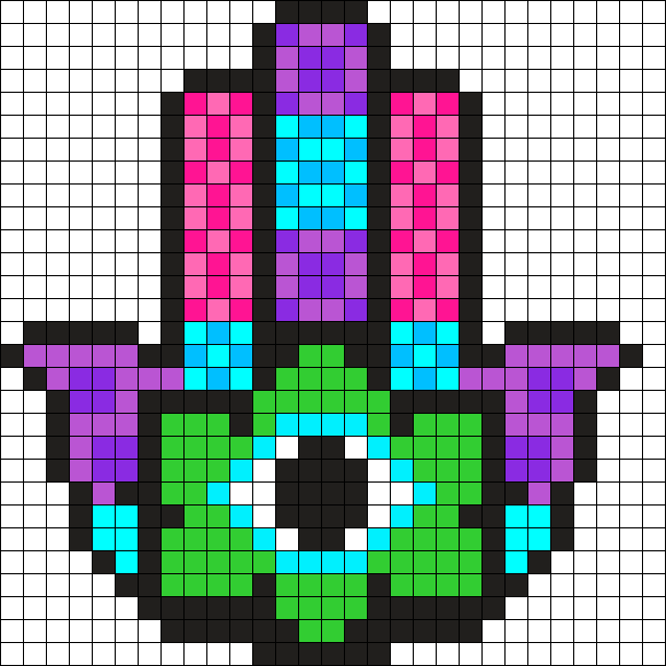 Third Eye Hand Perler Bead Pattern / Bead Sprite - Perler Kandi Pattern (610x610), Png Download