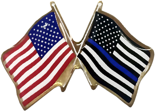 American Flag And Thin Blue Line (520x416), Png Download
