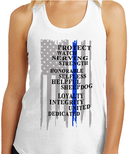 Thin Blue Line Tank Top White American Flag With Blue - Thin Blue Line (498x498), Png Download