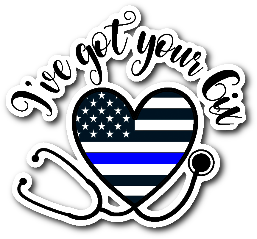 Ive Got Your Ix Thin Blue Line Heart Stethoscope Flag - Thin Blue Line Heart Stethoscope (1064x1064), Png Download