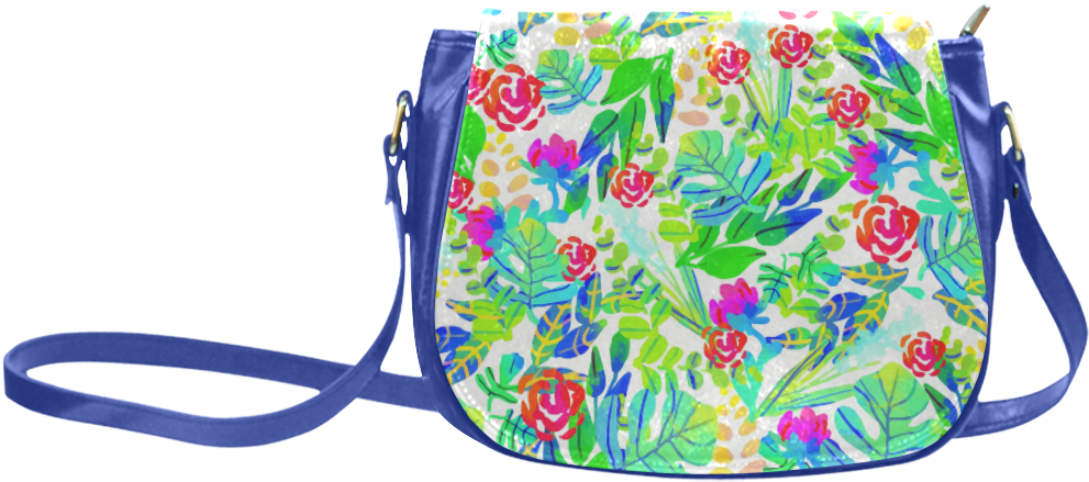 Cute Tropical Watercolor Flowers Classic Saddle Bag/large - Bag (1000x1000), Png Download