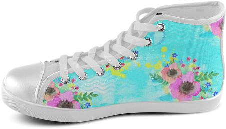 Watercolor Bouquet Women's High Top Canvas Shoes - Crazy Af Emoji Shoes (adult) (500x500), Png Download
