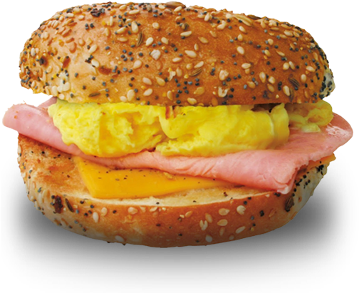 Breakfast Bagels Original Ferrell - Ham Cheese Egg Bagel (503x417), Png Download