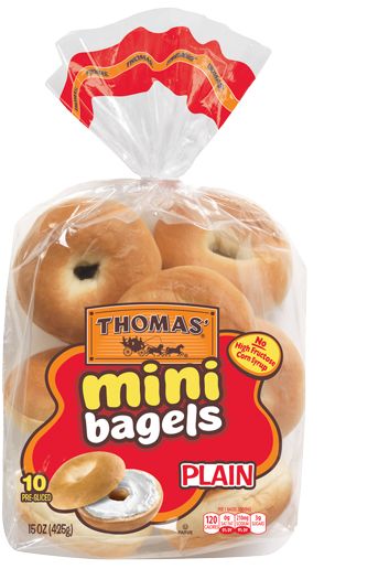 Thomas Plain Mini Bagels Product - Thomas Mini Blueberry Bagels (515x515), Png Download