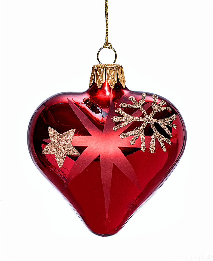 Heart Red With Golden Stars And Flakes - Red (1000x1000), Png Download