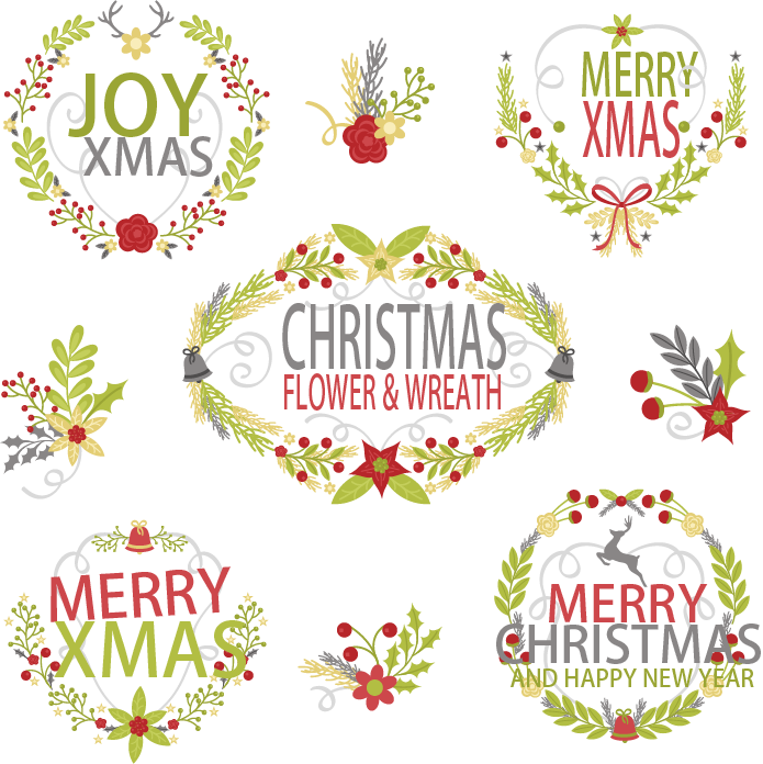 Floral Design Flower Christmas Wreath Euclidean Romantic - Christmas Day (695x696), Png Download