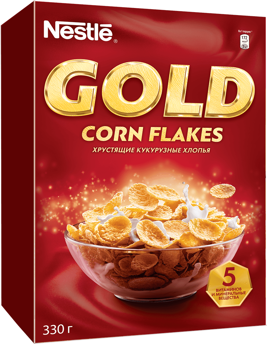 Nestle® Gold® Corn Flakes Готовый Завтрак 330 Грамм - Nestle (1000x1285), Png Download